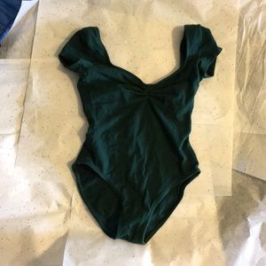 Green Capezio Pinch Front V Pinch Back Leotard